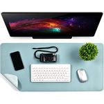 Desk Blotter,31.5x15.8 inches Mat, for Office and Home, Writing Pad, Natural Rubber, Locking Edge, Waterproof, Scratch-Resistant, Easy Storage,Mouse Pad (Blue)