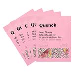 QUENCH Brightening Korean Sheet Mask with Cherry Blossom Radiance| Korean Face Mask for Glowing Skin| Hydrates Skin and Evens Out Skin Tone|Made in Korea| For All Skin Types (Pack of 5)