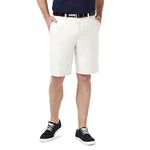 Haggar Men's Cool 18 Pro Straight Fit Flat Front 4-Way Stretch Expandable Waist Short (Regular and Big & Tall Sizes), White, 34