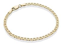 Miabella 18K Gold Over Sterling Silver Italian 3mm, 4mm Solid Diamond-Cut Mariner Link Chain Anklet Ankle Bracelet for Women, 9, 10, 11 Inch Made in Italy, Sterling Silver , not-applicable