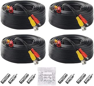 ANLINK 4 Pack 100ft/30M All-in-One Video Power Cables, BNC Extension Surveillance Camera Wires for CCTV Camera DVR Systems (8pcs BNC Connectors, 100pcs Cable Clips Included)