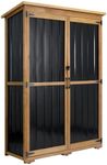 Outdoor Storage Cabinet Waterproof with Shelves, Outdoor Storage Shed Garage Cabinet Weatherproof, Wood & Metal Outside Patio Backyard Garden Pool Storage Tool Organizer