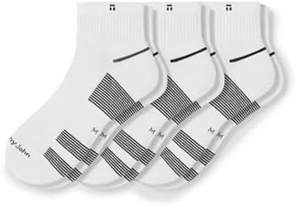 Tommy John Men's Performance Quarter Sock, 3-Pack, White, S/M
