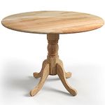 COSTWAY 100cm Round Dining Table, Rubber Wood Kitchen Table with Wooden Effect Top and Curved Trestle Legs, 4 Seaters Rustic Dinner Table for Home Dining Room Living Room (Natural)