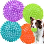 Ousiya Large Squeaky Dog Balls - 12 cm Spikey Dog Toys for Aggressive Chewers, Heavy Duty Puppy Teething Chew Toys for Healthier Gums and Dental, Bright Color Dog Chew Toys Balls with Squeaker