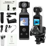 DIVINE Pocket 2 - Handheld 4K Action Camera with 1.3" CMOS Sensor, SD Card Slot, Waterproof Case, Motorcycle Mount (DDC-79)