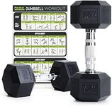 PhysKcal Hex Dumbbells Set 7.5kg Pair, Odourless Poly Rubber Encased Dumbbells 2.5KG 5KG 7.5KG 10KG 12.5KG 15KG 20KG Pair or Single Home Gym Weights Set, 2.5KG Pair