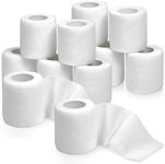 Self Adherent Cohesive Tape - (Pack of 12) 2” x 5 Yards, Self Adhesive Bandage Rolls & Sports Athletic Wrap for Ankle, Wrist, Knee Sprains and Swelling, Vet Wraps in White Color