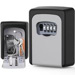 SINZUX 4-Digit Combination LockBox, Wall Mounted-Key Lock Box Police Approved Key Safe Box Outdoor, Key Safe Outside Waterproof and Security Key Cabinet for Home Garage Office School