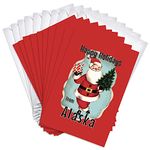 Wright Home & Gift Alaska Santa Holiday Christmas Greeting Cards | 36 Pack Bulk Set + 36 Envelopes (4x6)