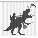 Dinosaur Shower Curtain, Funny Shower Curtain Set Shower Curtains for Bathroom, Black White Cartoon Animal Shadow Bathroom Accessories Art Home Decor 72"X72"