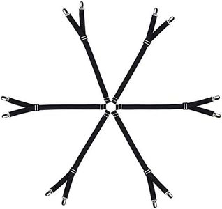 Eopocdor Bed Sheet Straps Adjustable,Metal Fasteners,6 Sides for Full,Queen,King Twin,Any Size Bed (Black)