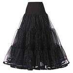 Verve Jelly Women's Ankle-Length Petticoat Crinoline Half-Slips Bridal Crinoline Underskirt for Bridal Wedding Dress Ball Gown Black Large/X-Large