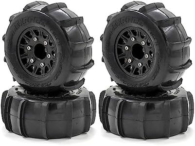 WLYEJEA 4PCS RC Paddles Buggy Tires 116mm RC Snow Sand Short Course Truck Tire W/Hard Plastic Wheel Rim 14/17mm Hex Fit for 1/10 Short-Course Truck 727 Slash K1 Trx4 Vkar V1 Arrma HSP HPI Tamiya