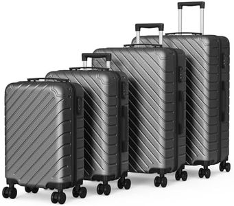 Apelila 4 Piece Hardshell Luggage Sets,Travel Suitcase,Carry On Luggage with Spinner Wheels Free Cover&Hanger Inside4PC (BLACK Wave)