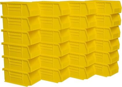 Akro-Mils 30220 AkroBins Plastic Storage Bins, Space-Saving Stackable Bins for Garage, Pantry, Craft Organization, 7" x 4" x 3", Yellow, 24-Pack