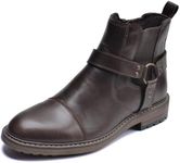 Arkbird Chelsea Ankle Boots, Leather Lined Oxfords for Men with Zipper Coffee 9