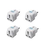 4 Pack of SHERVIN Canada / US / Japan to Europe / France / Germany / Italy / Spain Plug Adapter [Type E/F] 3 Pin Grounded Type B USA Plug Converter