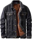 ebossy Men's Sherpa Denim Trucker Jacket Thermal Fleece Lined Jean Jacket, Black, Large