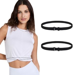 2PCS Crop Adjustable Band, Crop Tool for Shirt, Crop Band for Tucking Shirts, Elastic Belts for Women Tops, Shirt Band for Transform The Way You Style Your Tops (Black 2pcs)