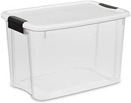 Sterilite 24-Pack Stackable Storage Bin with Lid, Clear Plastic Design, 30 Quart