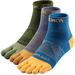 OrrinSports Toe Socks Coolmax Running Socks for Men Women 3 Pairs Athletic Breathable Five Finger Socks, Multicolor-c04# Quarter/3 Pairs, Medium