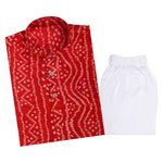 TinySteps® Traditional Bandhani Print Kids Festive Ethnic Wear Boys Cotton Kurta Pajama Set (Red, 18-24 Months)