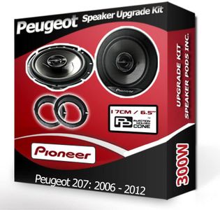 207 Speaker upgrade Front Door Pioneer car speakers 6.5" 17cm 300W