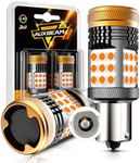 Auxbeam B21 Series 7507 BAU15S LED Bulbs Amber Yellow Built in Resistor CANBUS Error Free Anti Hyper Flash PY21W Bulb 600% Super Bright Turn Signal Light, Need Resistors for Some Trucks
