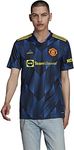 adidas Mens MUFC Soccer Manchester United 3 Jersey Short Sleeve, Glow Blue, Medium