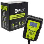 NICHE 1-Amp Fully-Automatic LCD Smart Battery Charger 6V/12V Trickle Maintainer for Motorcycle Car Truck UTV ATV Boat