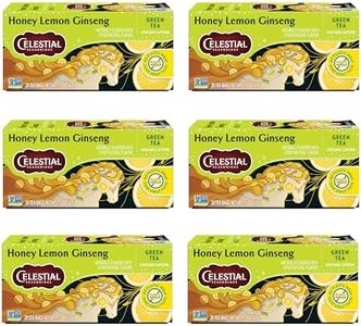 Celestial Seasonings Honey Lemon Ginseng Green Tea, Caffeinated, 20 Tea Bags Box, (Pack of 6)