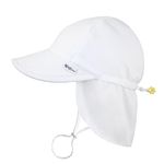 Green Sprouts Baby Breathable Flap Hat Sun, White, 9-18 Months