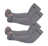SEFLICA UV Sun Protection Cooling UPF 50 Compression Arm Sleeve for Men and Women With Thumb Hole, Arm Sleeves for Boys and Girls, For Tattoo Cover Up and Sports, 2 Pair - Grey