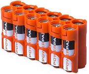 AA Battery Storage Caddy by Storacell, Orange, Holds 12 Batteries (Not Included)