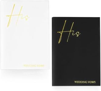 Bagentry 2 Pcs 20-Page Vow Books His and Hers, Bride & Groom Wedding Vow Books with Gold Foil Lettering, Wedding Vow Booklet Officiant Journal for Ceremony Keepsake (White & Black)