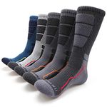 MIRMARU Men's 5 Pairs Hiking Outdoor Trail Running Trekking Moisture Wicking Cushion Crew Socks (M222-MEDIUM)