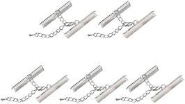 uxcell 10Set Ribbon Crimp Clamp Ends with Lobster Claw Clasps & Extension Chain, 40mm Cord End Clasps for DIY Craft Making, Silver Tone