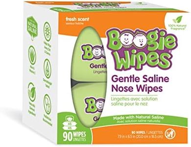 Saline Nose Wipes by Boogie, for Baby & Kids, Face, Hand & Body, FSA/HSA Eligible, Made with Vitamin E, Aloe, and Natural Saline, Fresh Scent, 45 Count (Pack of 2)