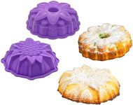 Bakerpan Set of 2 Silicone Cake Mold for Baking, Flower Fluted Cake Pan, 8 Inch Cake Mold, Sunflower Cake Mold