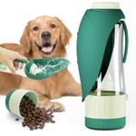 Blanlody Dog Water Bottle 600ml,leak-proof oversized water bottle + 190ml food dispenser for dogs and cats on the go, travelling and birthday parties