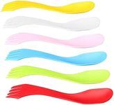 N\A 6Pcs Plastic Spork Lightweight & Strong All In One Camping Cutlery Spoon Fork Knife Set Portable and Reusable Camping Spork Flatware for Backpacking Hiking Outdoors