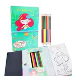 SHUDAUSHI® Coloring Book for Kids with 30 Drawing Sheet, 8 Pencil Color,10 Scratch Sheet Art and Craft Drawing Color Book Set for 3+ Years Kids, Party Favor Return Gift for Kids (Mermiad)