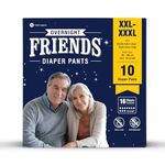 Friends Overnight Adult Diapers Pant Style - 10 Count (XXL- XXXL) with odour lock and Anti-Bacterial Absorbent Core- Waist Size 34-65 Inch ;86-165cm