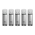 Silicon Power 256GB USB 3.0 Flash Drive, Aluminum Casing Built-in Strap Hole, USB 3.2 Gen 1 Pen Drive Memory Stick, Silver, Marvel M02 Series (5-Pack)