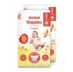 By Amazon Ultra Dry Nappies - Size 1 (2-5 kg) - With Channels - 96 Units (2 packs x 48) (Previously a Mama Bear Brand, Same Product)