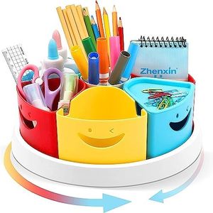 MeCids Art Supply Storage and Organizer - 360° Spinning Pen Holder and Pencil/Marker Organizer Caddy for Desk for Office, Classroom - Kids Craft Supplies Organization and Storage - Cell Phone Stand