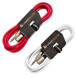 2 x Male XLR to 6.35mm Stereo Jack Lead/Balanced Signal Patch Cable / 2 Pack 3m Red/White