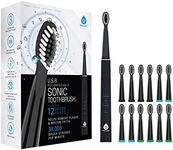 Pursonic Whitening USB Rechargeable Sonic Toothbrush-12 Brush Heads!- 38,000 Brush Strokes Per Minute-3 Brushing Modes with 2 Minute Auto Timer (Black)