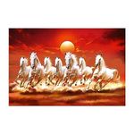 Dharvika Innovations Seven Horses Vastu Poster Big Size | Seven Horses Vastu Painting | Vastu Seven Running Horses Sparkle Coated Self Adhesive (12×18 Inch, 7 Horses)